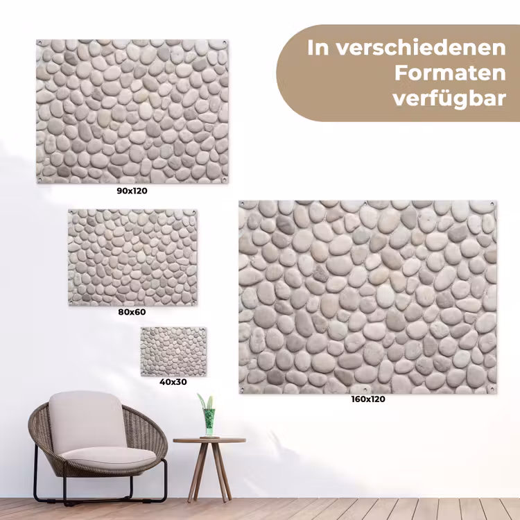 Steen - Kiezel - Natuur - Minimalistisch - Beige tuinposter los doek klein -Xsfeer9_DE