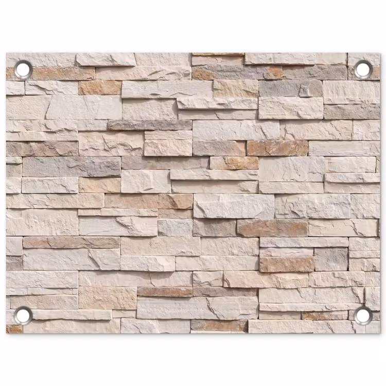 Steen - Muur - Textuur - Rustiek - Beige tuinposter los doek klein -3d