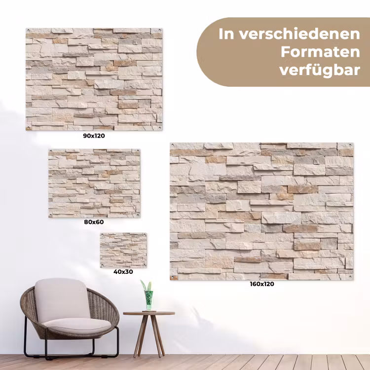 Steen - Muur - Textuur - Rustiek - Beige tuinposter los doek klein -Xsfeer9_DE