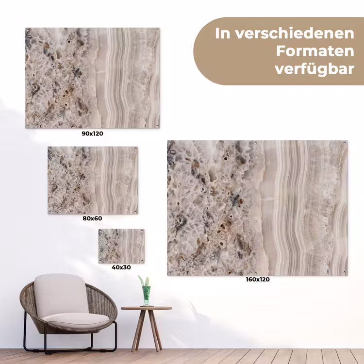 Steen - Textuur - Abstract - Beige - Wit tuinposter los doek klein -Xsfeer9_DE
