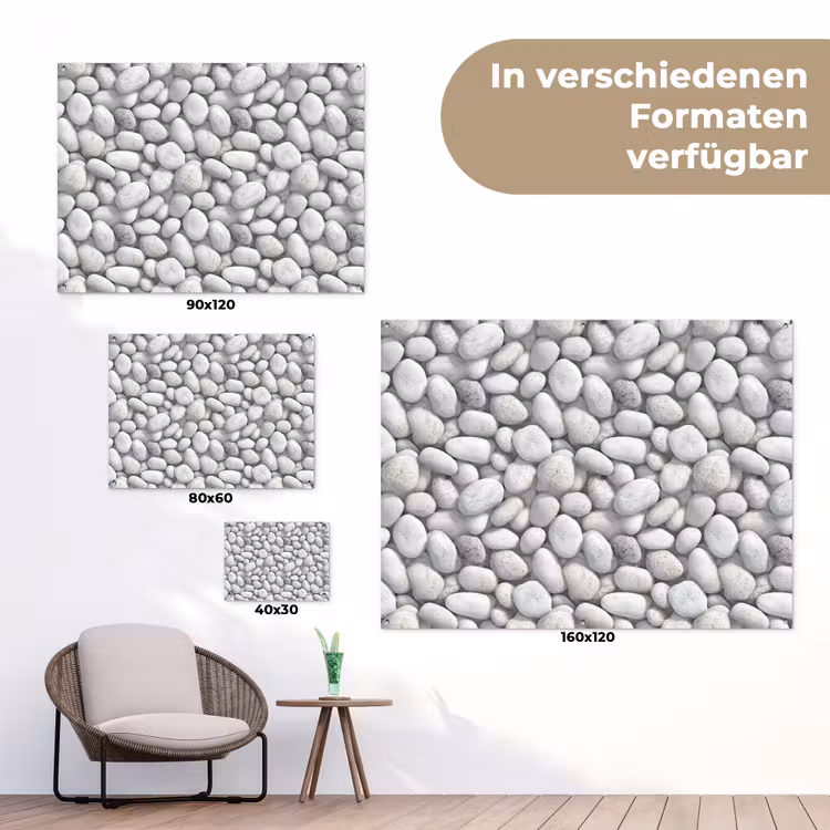 Steentjes - Grijs - Ovaal tuinposter los doek klein 239 -Xsfeer9_DE