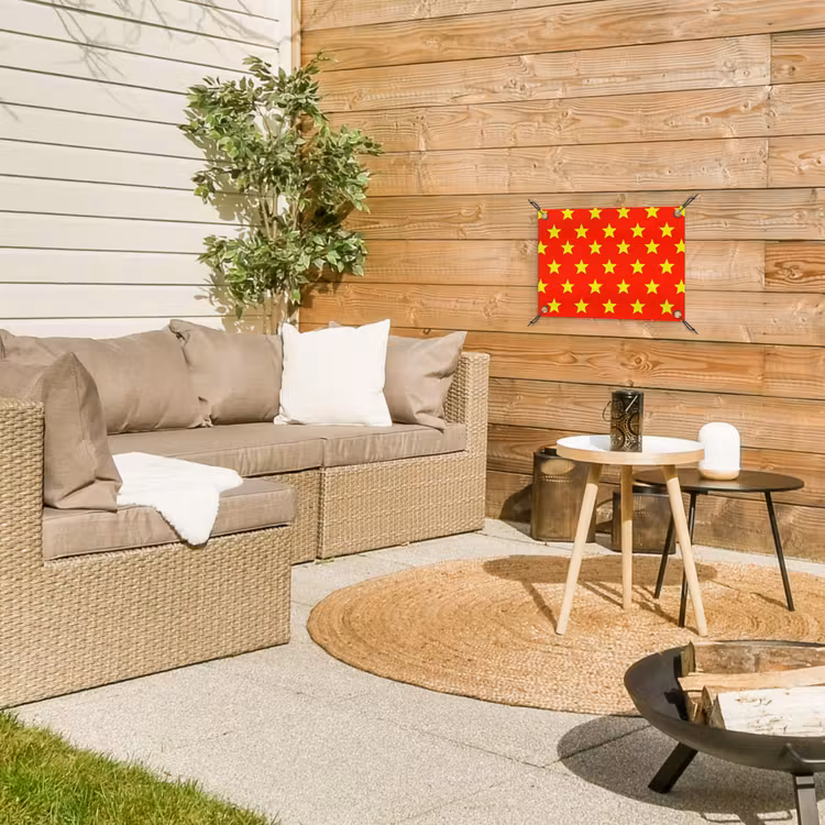 Ster - Patroon - Geel tuinposter los doek klein 239 -sfeer4