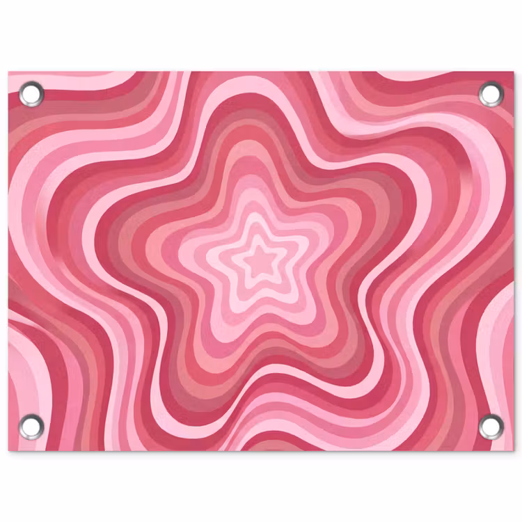 Ster - Golvend - Abstract - Roze tuinposter los doek klein -3d