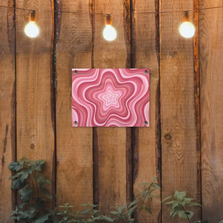 Ster - Golvend - Abstract - Roze tuinposter los doek klein -sfeer1
