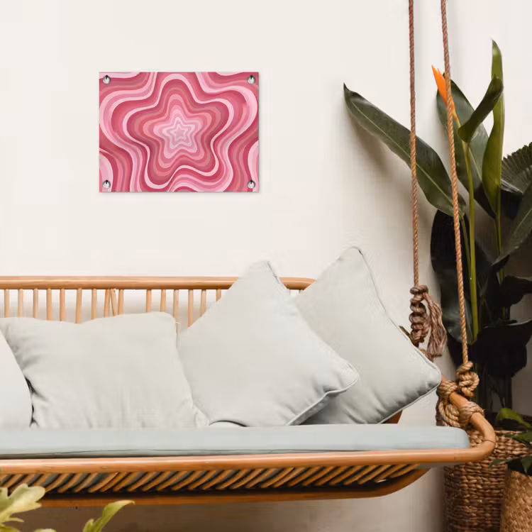 Ster - Golvend - Abstract - Roze tuinposter los doek klein -sfeer7