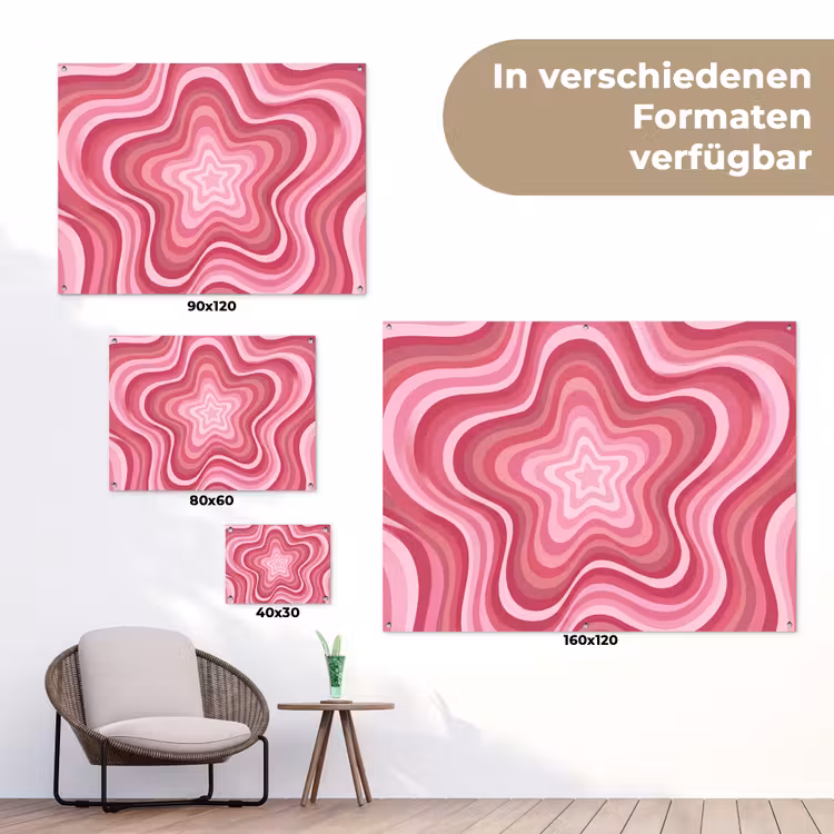 Ster - Golvend - Abstract - Roze tuinposter los doek klein -Xsfeer9_DE