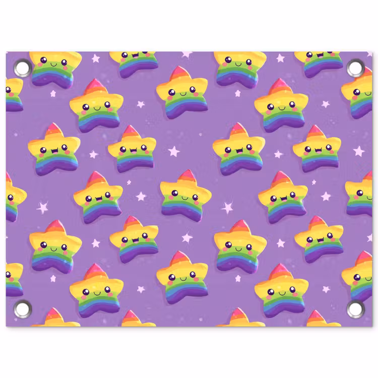 Sterren - Regenboog - Paars tuinposter los doek klein 239 -3d