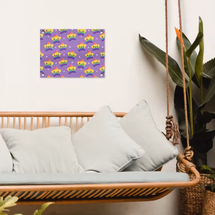 Sterren - Regenboog - Paars tuinposter los doek klein 239 -sfeer7