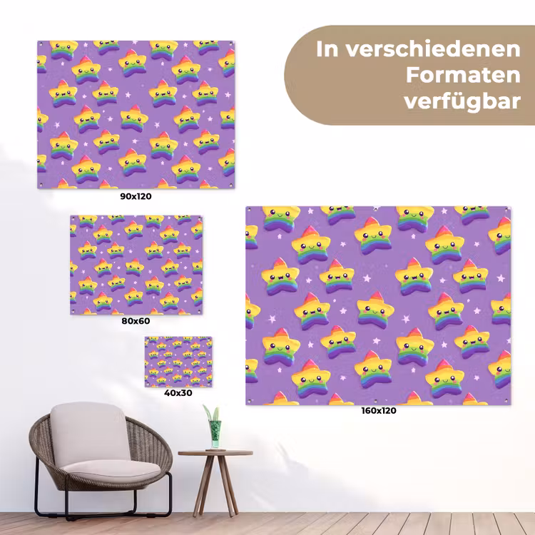 Sterren - Regenboog - Paars tuinposter los doek klein 239 -Xsfeer9_DE