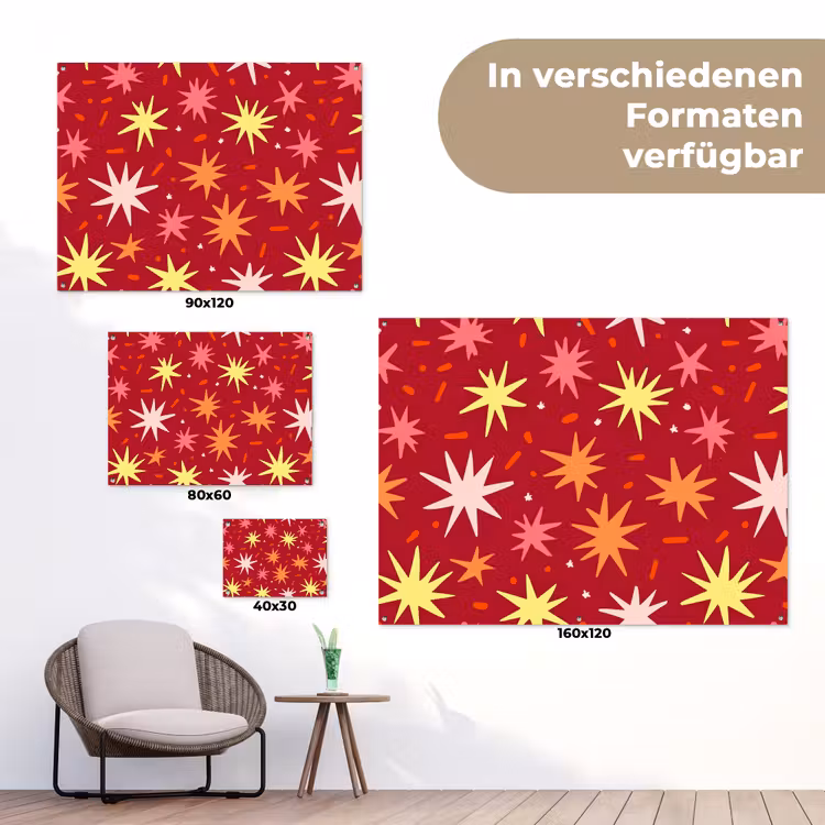 Sterren - Speels - Rood tuinposter los doek klein 239 -Xsfeer9_DE
