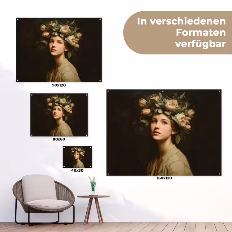 Bloemenstilte - Vrouw - Portret tuinposter los doek klein -Xsfeer9_DE