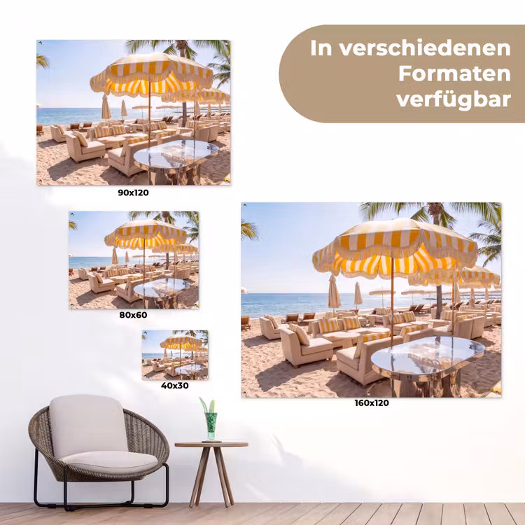Strand - Ligbedden - Vakantie - Modern - Geel tuinposter los doek klein -Xsfeer9_DE