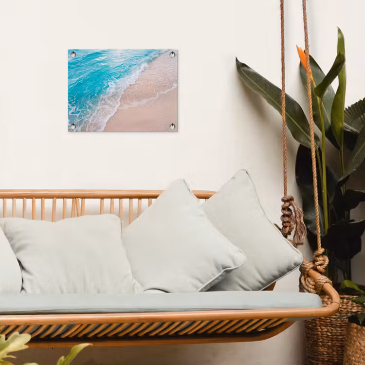Strand - Zee - Golf - Natuur - Blauw tuinposter los doek klein -sfeer7