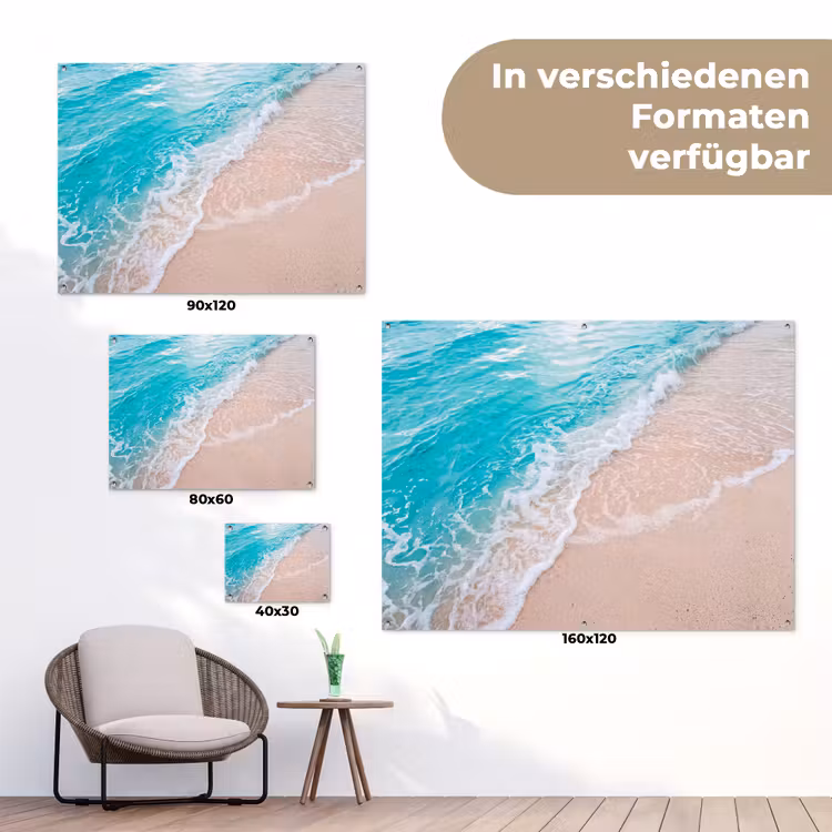 Strand - Zee - Golf - Natuur - Blauw tuinposter los doek klein -Xsfeer9_DE