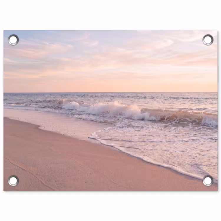 Strand - Zee - Golven - Natuur - Zonsondergang tuinposter los doek klein -3d