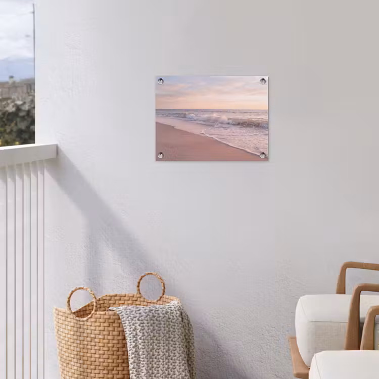 Strand - Zee - Golven - Natuur - Zonsondergang tuinposter los doek klein -sfeer8