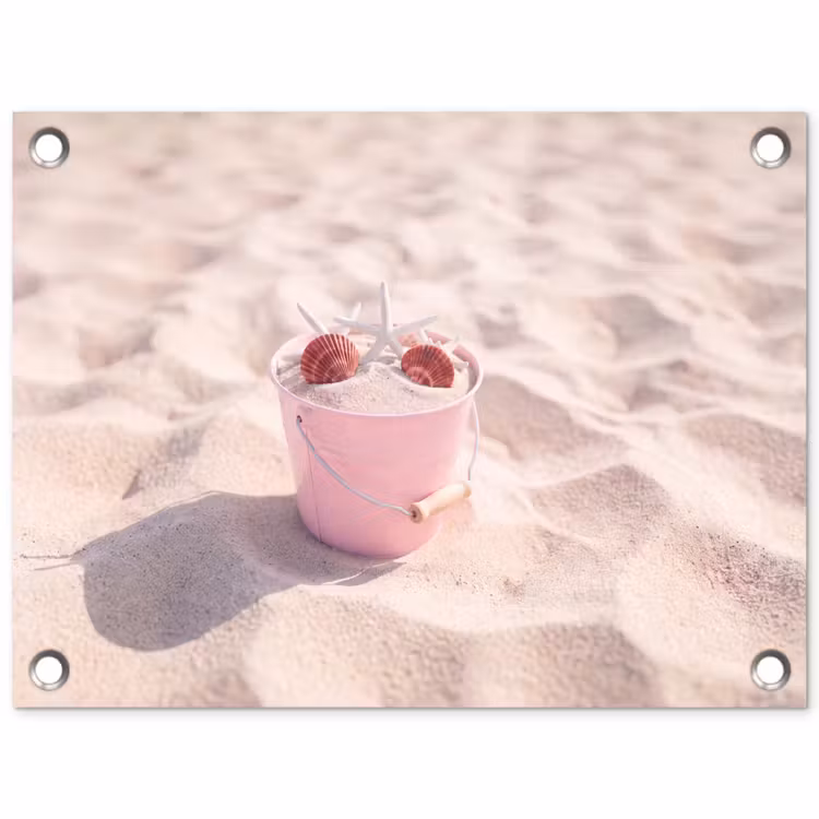 Strand - Schelpen - Zomer - Roze - Decoratie tuinposter los doek klein -3d
