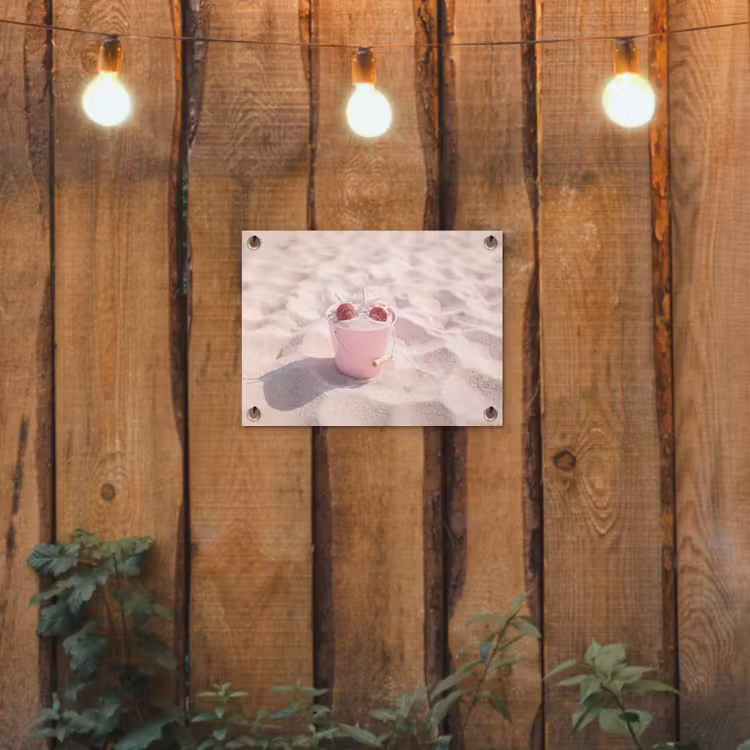 Strand - Schelpen - Zomer - Roze - Decoratie tuinposter los doek klein -sfeer1