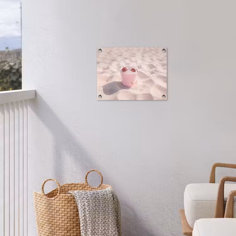 Strand - Schelpen - Zomer - Roze - Decoratie tuinposter los doek klein -sfeer8