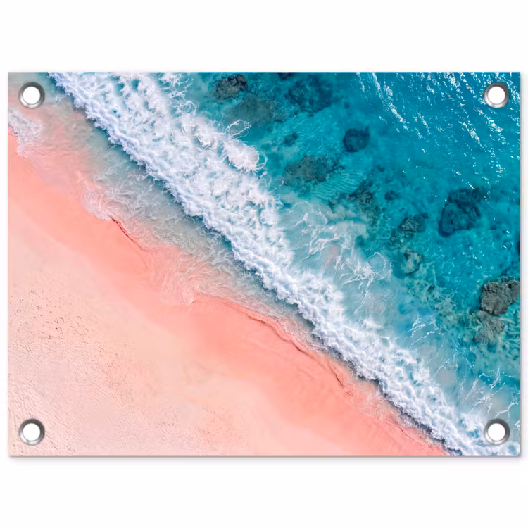 Strand - Oceaan - Golven - Roze Zand - Natuur tuinposter los doek klein -3d