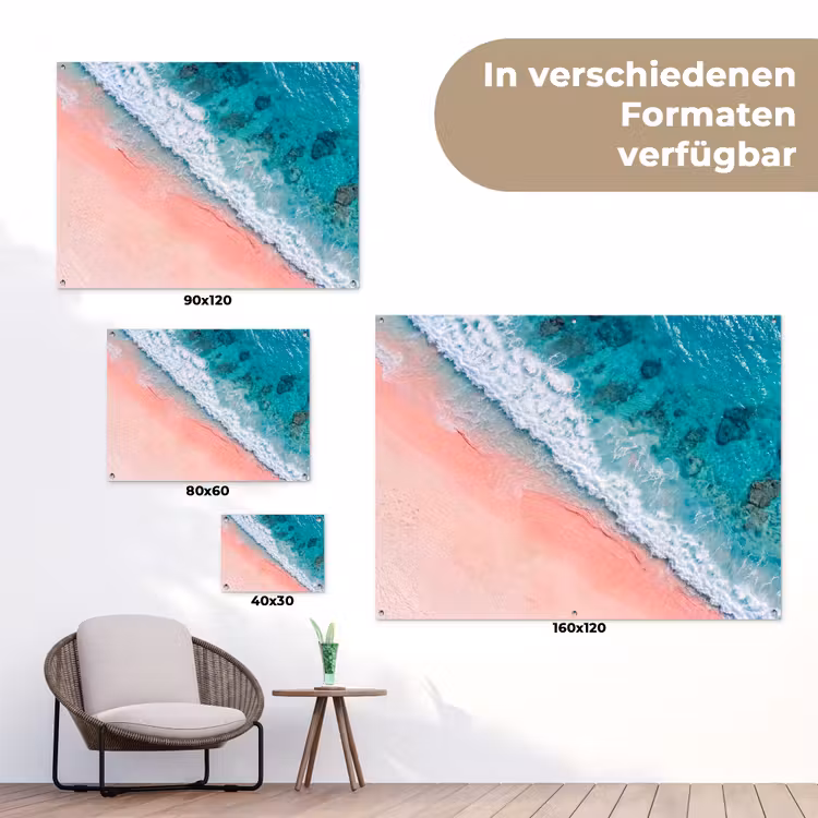 Strand - Oceaan - Golven - Roze Zand - Natuur tuinposter los doek klein -Xsfeer9_DE