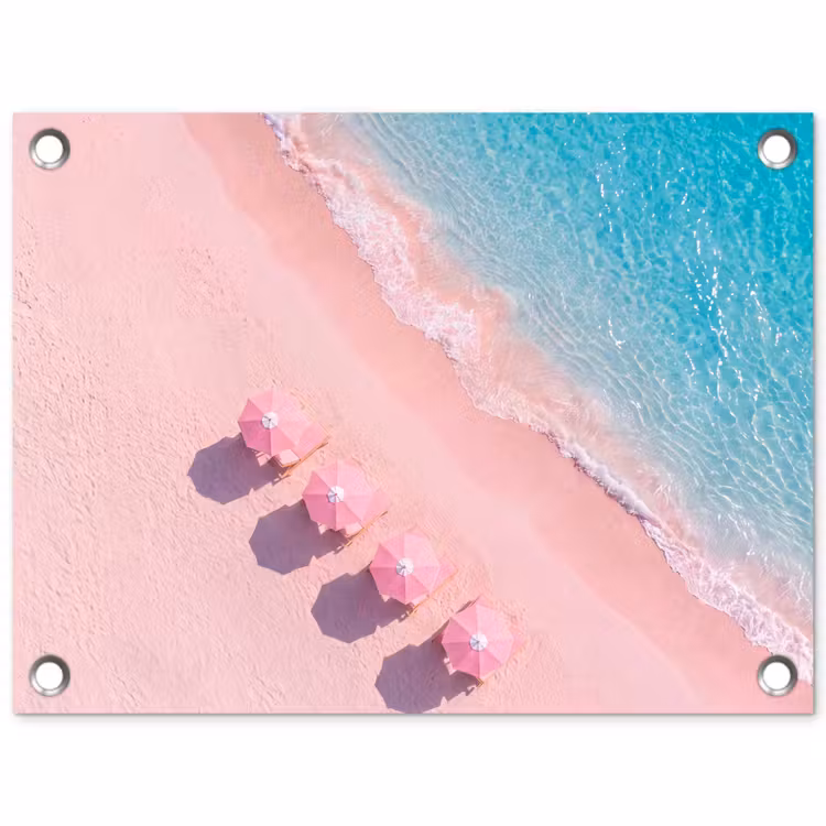 Strand - Roze zand - Zee - Zomer - Natuur tuinposter los doek klein -3d