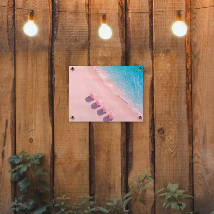 Strand - Roze zand - Zee - Zomer - Natuur tuinposter los doek klein -sfeer1