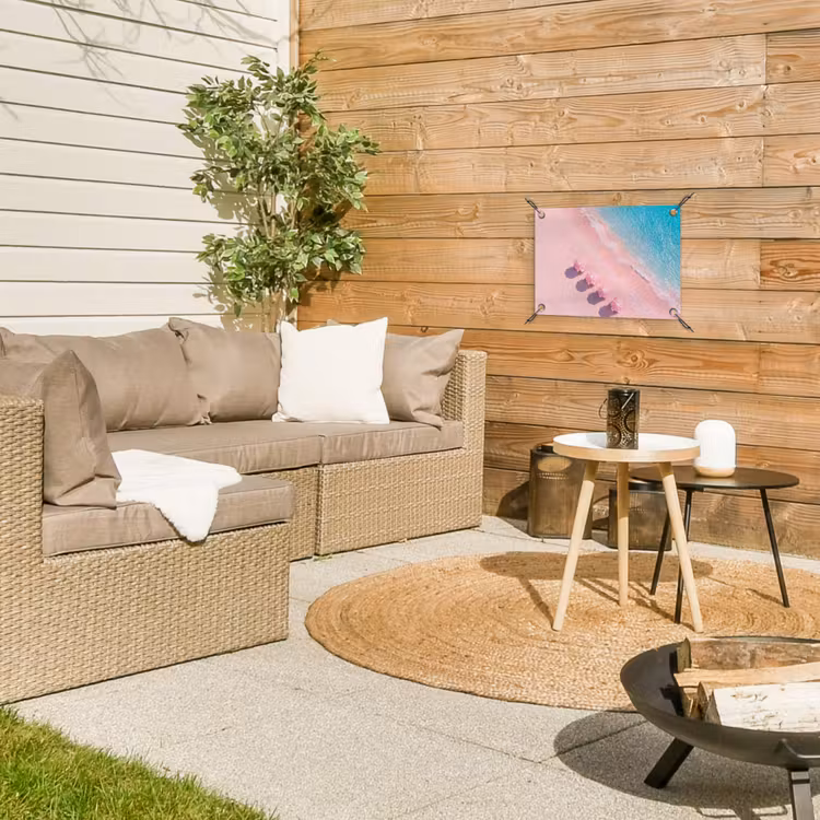 Strand - Roze zand - Zee - Zomer - Natuur tuinposter los doek klein -sfeer4