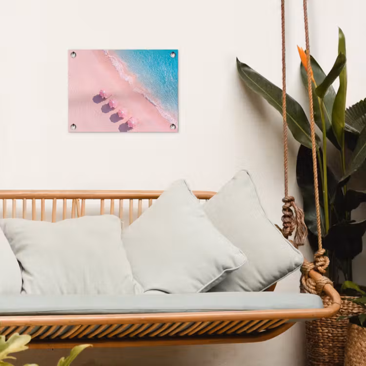Strand - Roze zand - Zee - Zomer - Natuur tuinposter los doek klein -sfeer7