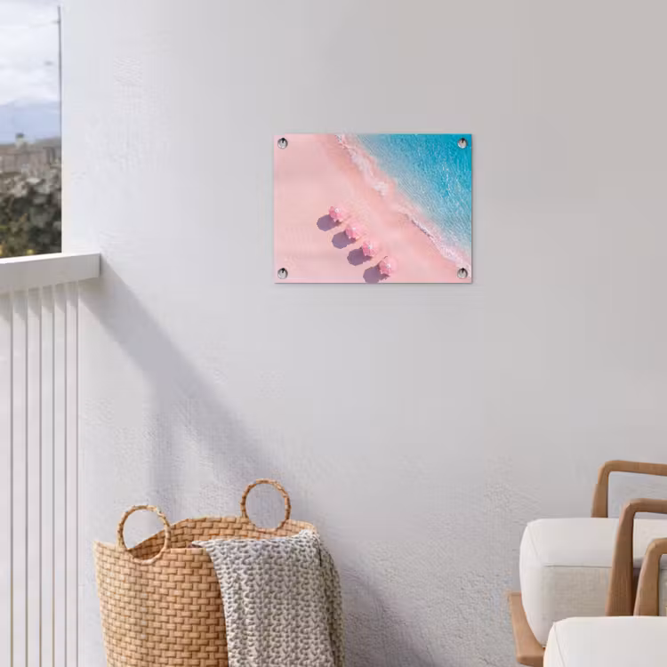 Strand - Roze zand - Zee - Zomer - Natuur tuinposter los doek klein -sfeer8