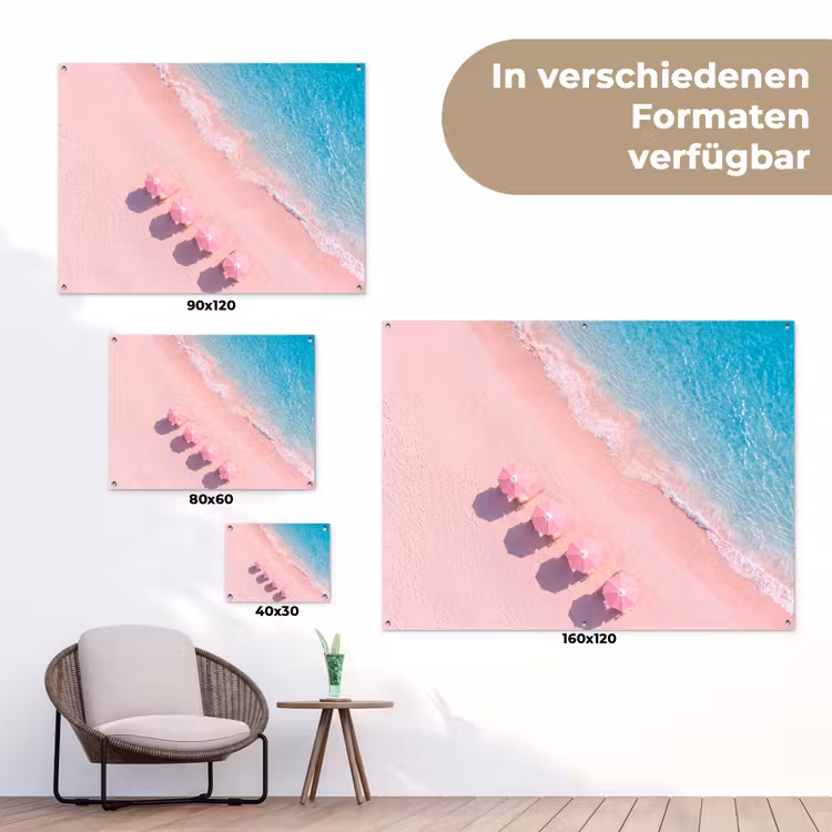 Strand - Roze zand - Zee - Zomer - Natuur tuinposter los doek klein -Xsfeer9_DE