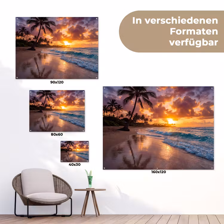 Strand - Zonsopgang - Tropisch - Natuur - Oranje tuinposter los doek klein -Xsfeer9_DE