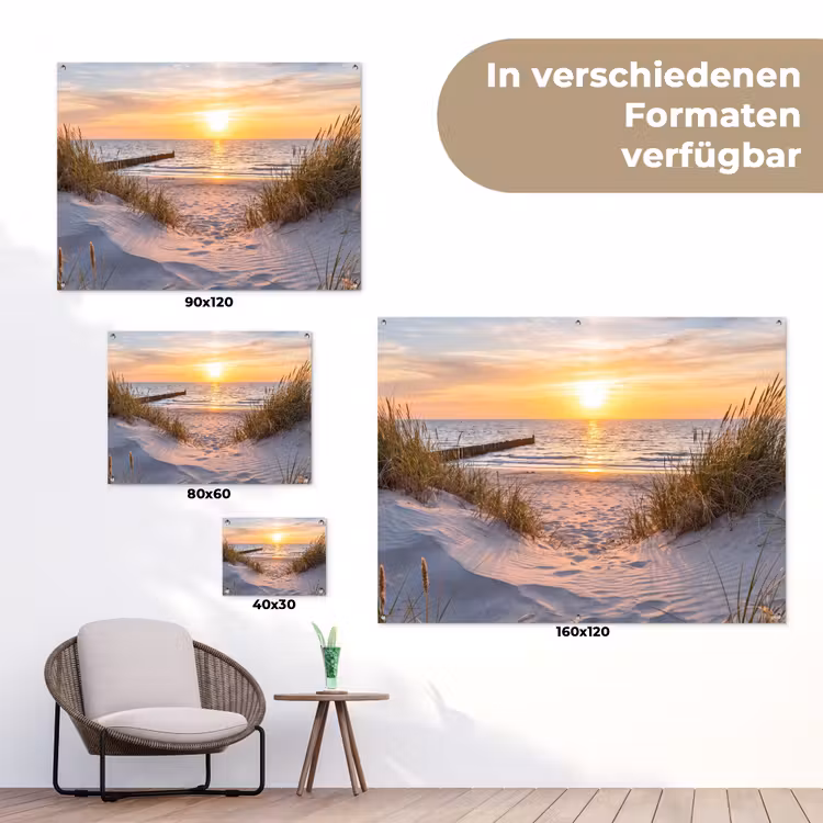 Strand - Zonsondergang - Natuur - Landschap tuinposter los doek klein -Xsfeer9_DE