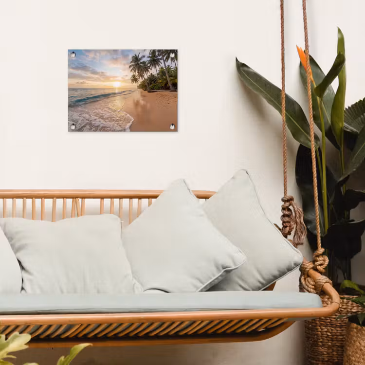 Strand - Zonsondergang - Tropisch - Natuur - Goud tuinposter los doek klein -sfeer7