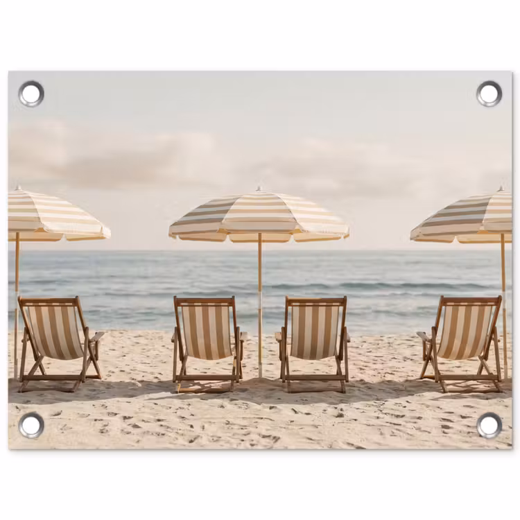 Strand - Stoelen - Parasol tuinposter los doek klein -3d