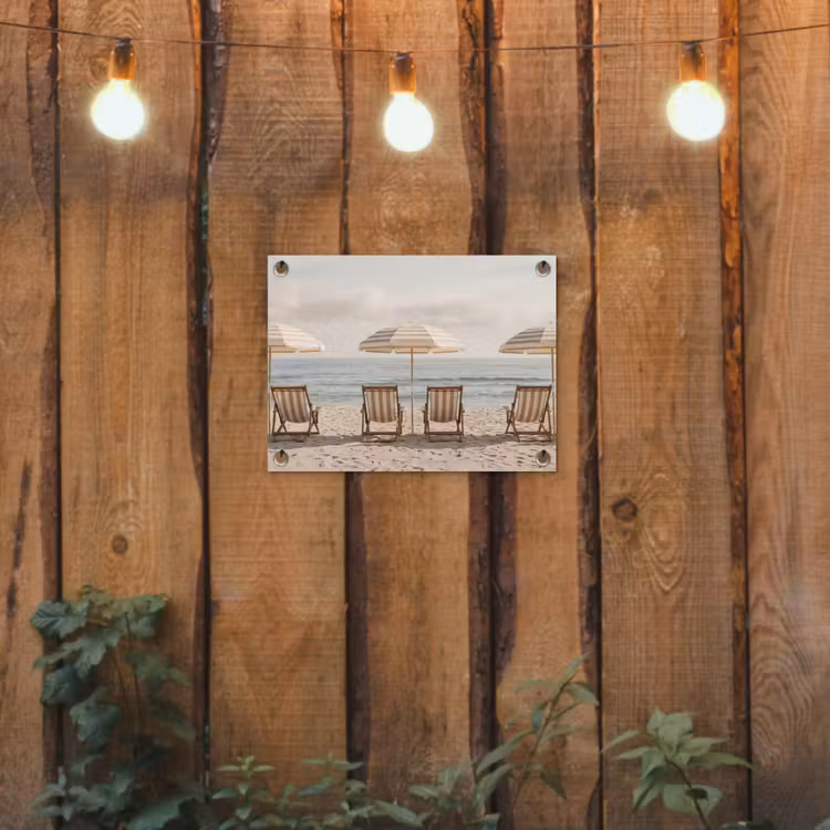 Strand - Stoelen - Parasol tuinposter los doek klein -sfeer1
