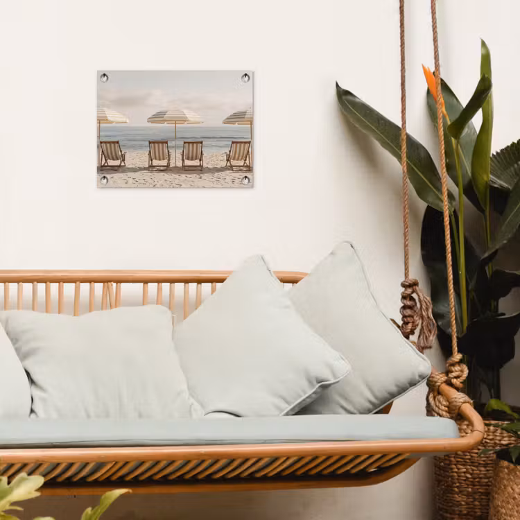 Strand - Stoelen - Parasol tuinposter los doek klein -sfeer7