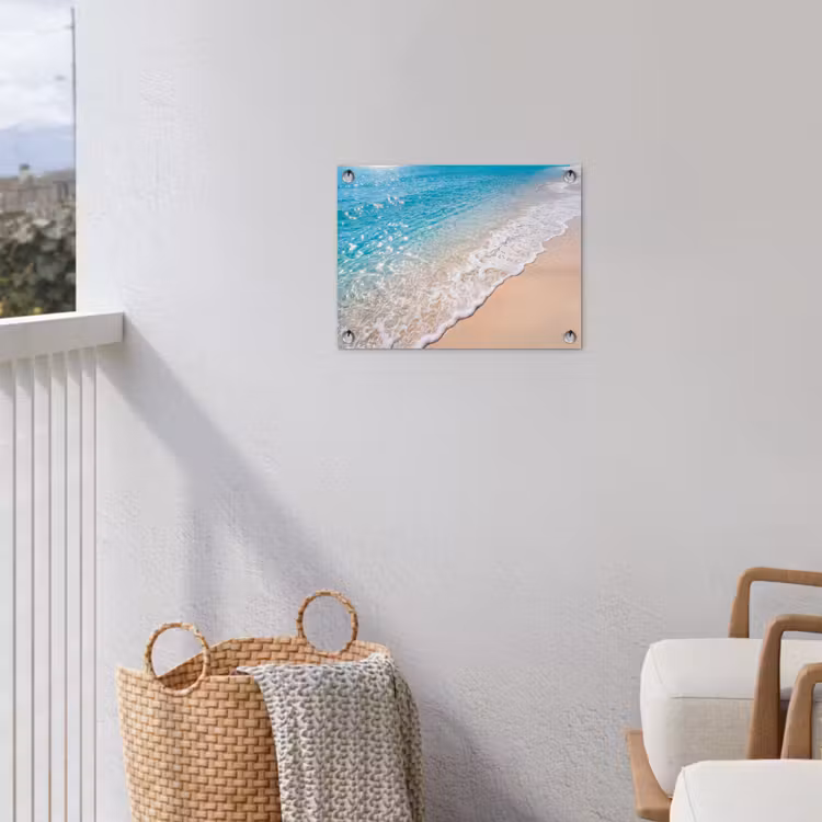 Strand - Water - Natuur - Blauw - Beige tuinposter los doek klein -sfeer8