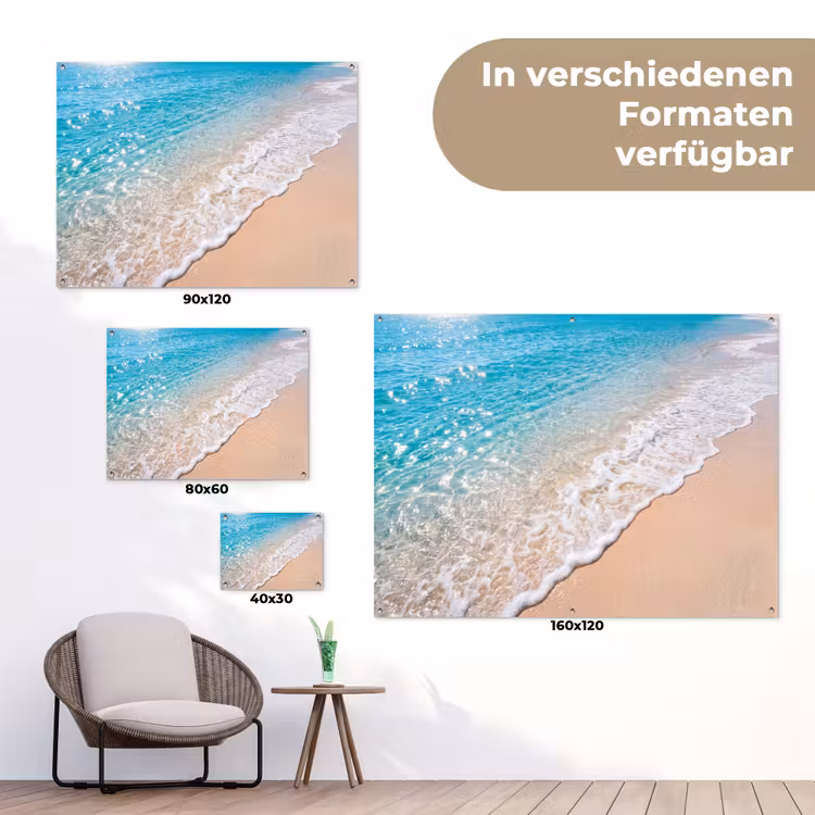 Strand - Water - Natuur - Blauw - Beige tuinposter los doek klein -Xsfeer9_DE