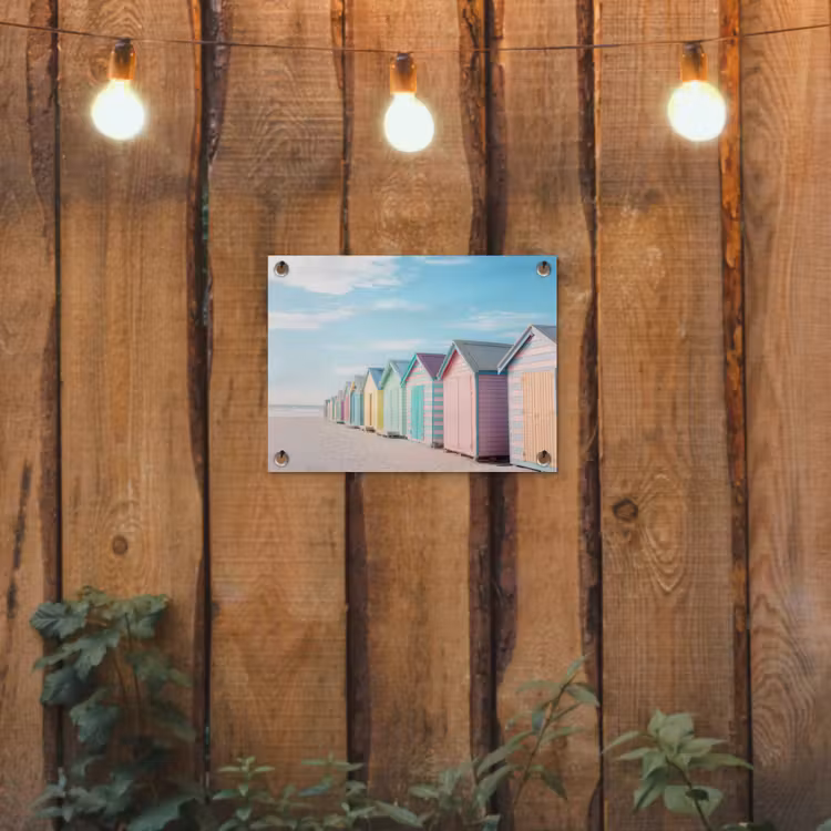 Strandhuisjes - Kleurrijk - Zee tuinposter los doek klein -sfeer1