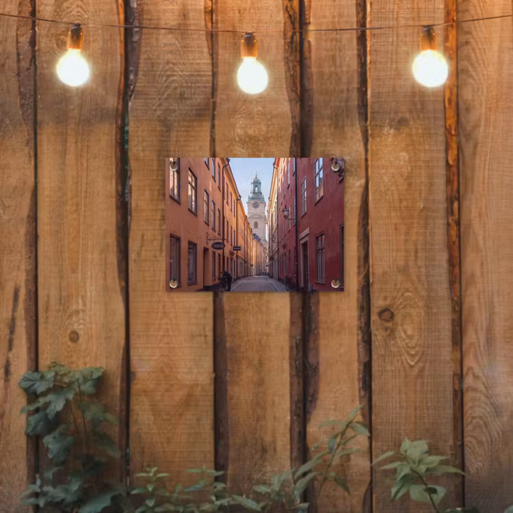 Straat - Klokkentoren - Stad - Architectuur - Historisch tuinposter los doek klein -sfeer1