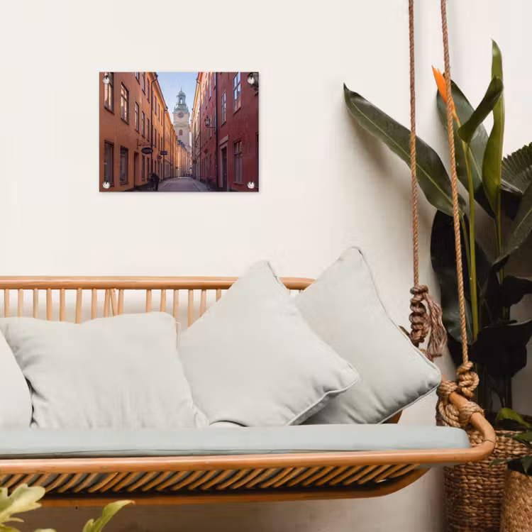 Straat - Klokkentoren - Stad - Architectuur - Historisch tuinposter los doek klein -sfeer7