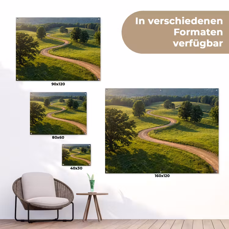 Weg - Weide - Natuur - Groen tuinposter los doek klein -Xsfeer9_DE
