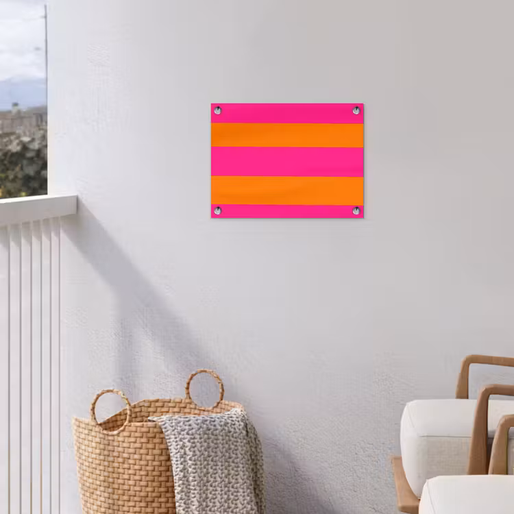 Strepen - Horizontaal - Roze tuinposter los doek klein 239 -sfeer8