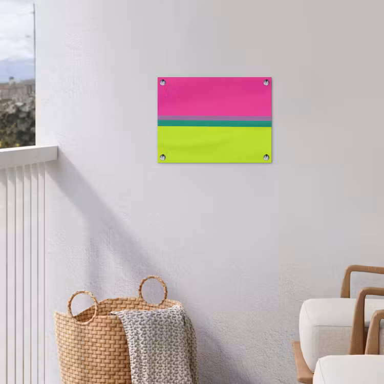 Strepen - Modern - Kleurrijk tuinposter los doek klein -sfeer8