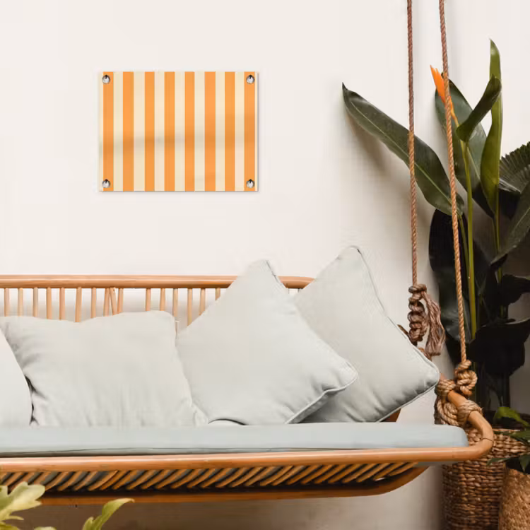 Strepen - Patroon - Oranje tuinposter los doek klein 239 -sfeer7