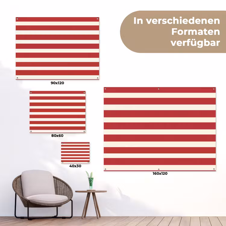 Strepen - Patroon - Rood tuinposter los doek klein 239 -Xsfeer9_DE