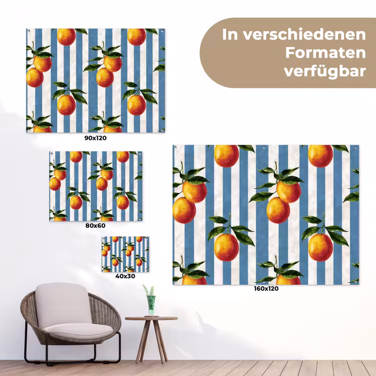 Strepen - Citroen - Blauw tuinposter los doek klein 239 -Xsfeer9_DE