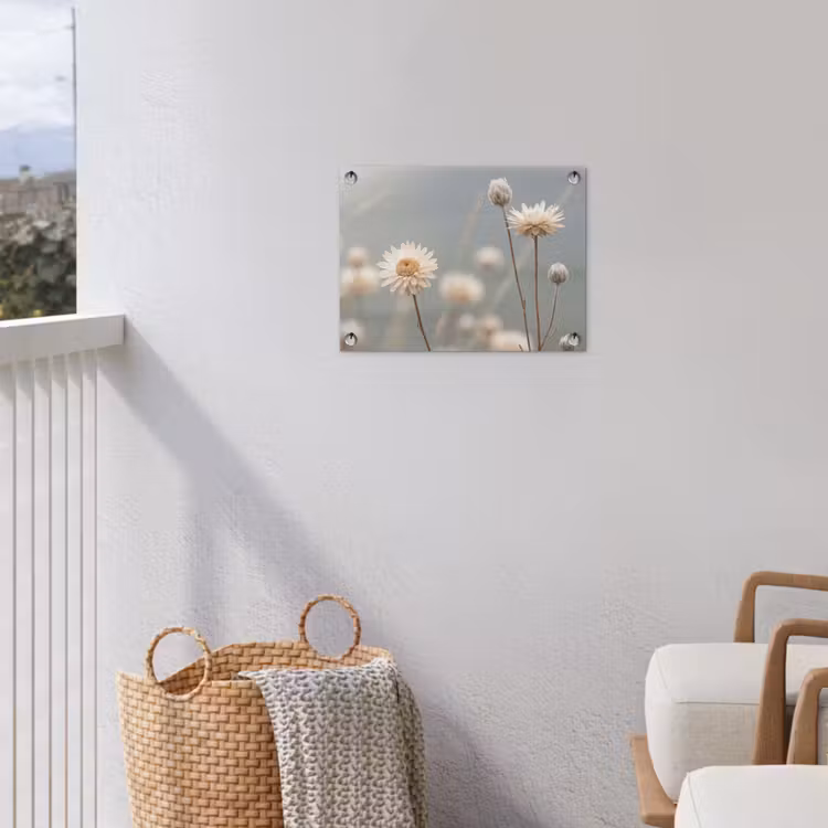 Strobloemen - Wit - Daglicht tuinposter los doek klein -sfeer8