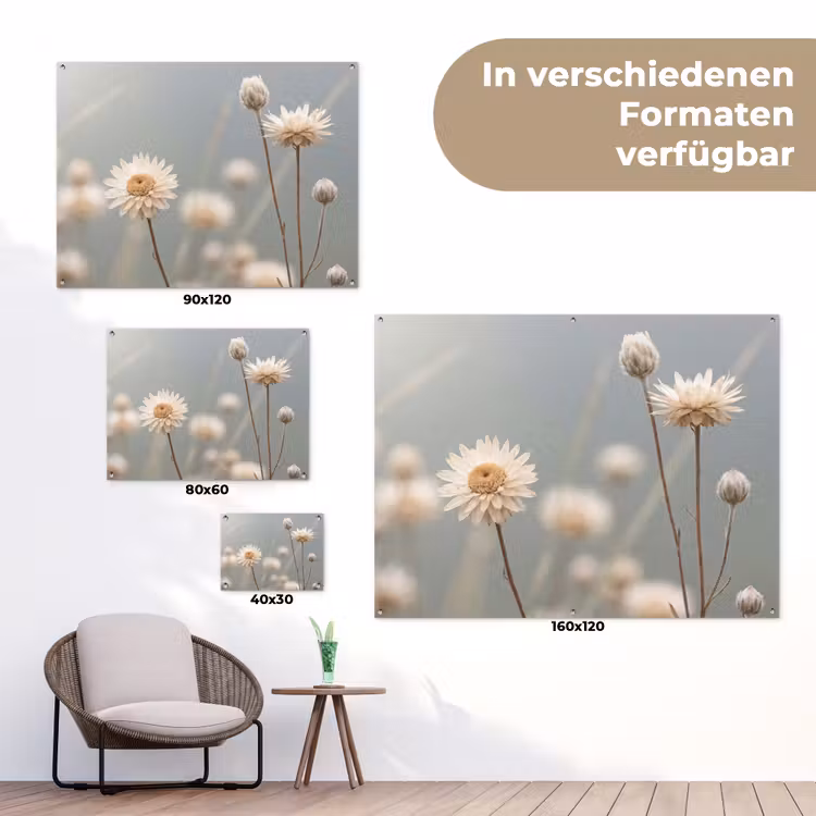 Strobloemen - Wit - Daglicht tuinposter los doek klein -Xsfeer9_DE